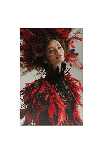 StoryGift Romania Tablou Canvas Fata Cu Rochia Din Pene Albe Si Negre Asortat...