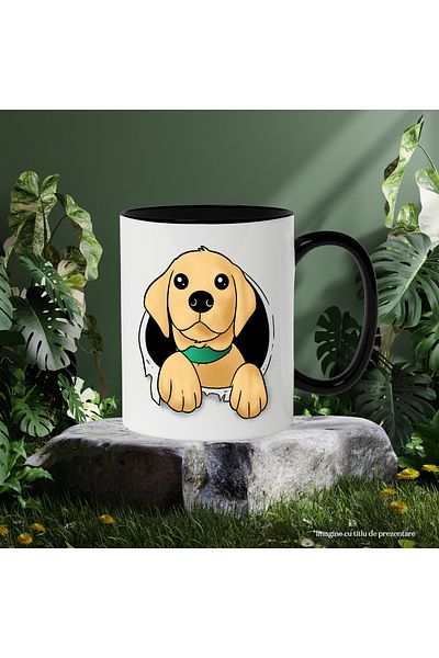 StoryGift Romania Mug With Puppy, Breed, Labrador, Collar, Illustration, Animal, Multicolor 330 ml, Ce, Cu