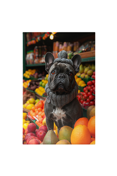 StoryGift Romania Tablou Canvas Bulldog Francez Negru Cu Ochii Luminosi Si Ca...