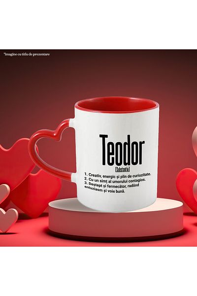 StoryGift Romania Cana Cu Numele Teodor, Cu Mesaj Motivational, Creativ, Energic, Curios, Destept,, Cu ,stg
