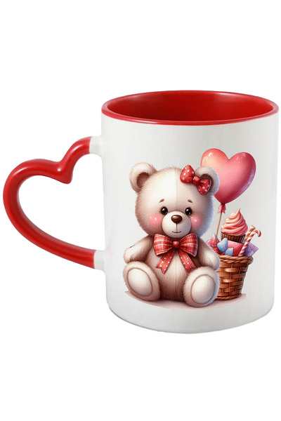 StoryGift Romania Cana Cu Un Ursulet De Plus, Ilustratie, Vesel, Inimioara, I...