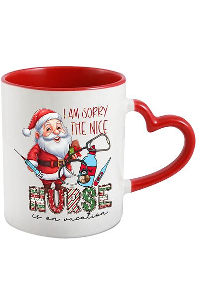 StoryGift Romania Santa Claus mug with the message "I am sorry, the nice nurse in on vacation", Crac, Cu, STG