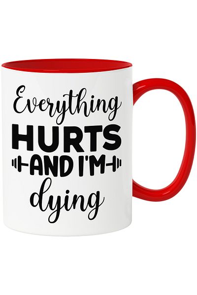 StoryGift Romania Mug for those who have muscle fever at the gym with Red Handle, With Red Handle STG,,STG