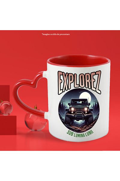 StoryGift Romania Mug exploring under the moonlight off-road vehicle in the forest, 330ml, Ceramic with Man, Cu, STG.