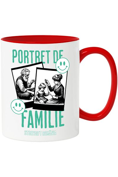 StoryGift Romania Family Portrait Mug Grandpa Grandma Parents Family, 330ml, Ceramic with Ro Handle, With, STG
