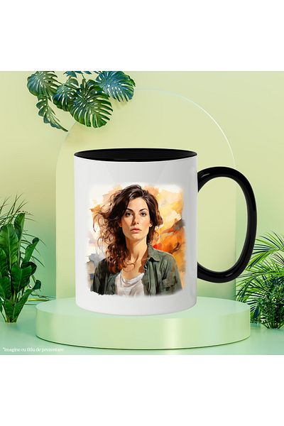StoryGift Romania Mug With Sandra Bullock, Actress, Movies, Action, Comedy, Multicolor 330 ml, Sky, With