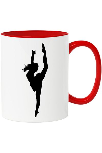 StoryGift Romania Mug with a gymnast - flexibility with Red Handle, With Red Handle STG ,STG ,STG