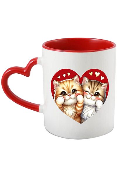 StoryGift Romania Mug with 2 furry kittens | happy | in a heart | friendship | Valentine's, With,STG