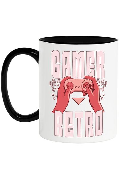 StoryGift Romania Play Station Retro Gamer Gaming Controller Mug, 330ml, Ceramic with Black Handle, With Ma,STG
