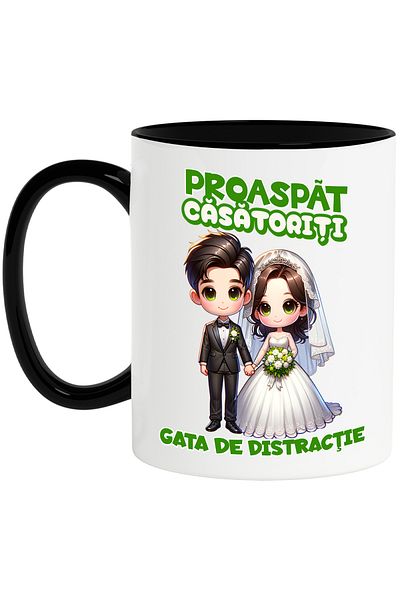 StoryGift Romania Mug Just Married, Ready for Fun, Family, Couple, Love, 330ml, Sky, With, STG