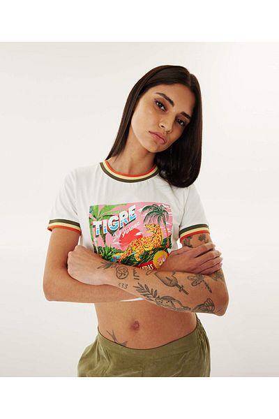Twist Contrast rib t-shirt