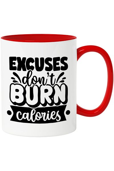 StoryGift Romania Mug with the message "Excuses don't burn calories" - weight loss fat motivation ambition c, With ,STG