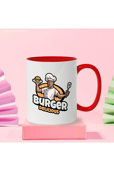 StoryGift Romania Mug With Message Burger Delicious, Food, Chef, Spatula, Multicolor 330 ml, Ce, Cu, STG