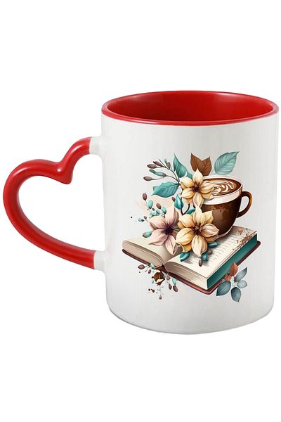StoryGift Romania Mug With An Open Book On Which Is Placed A Cup Of Coffee | Illustration | Flor, Cu,stg