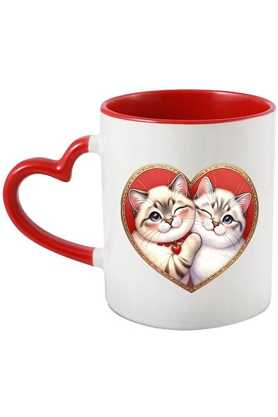 StoryGift Romania Mug with 2 happy kittens | illustration | cheerful | close | friendship | affection, With ,STG.