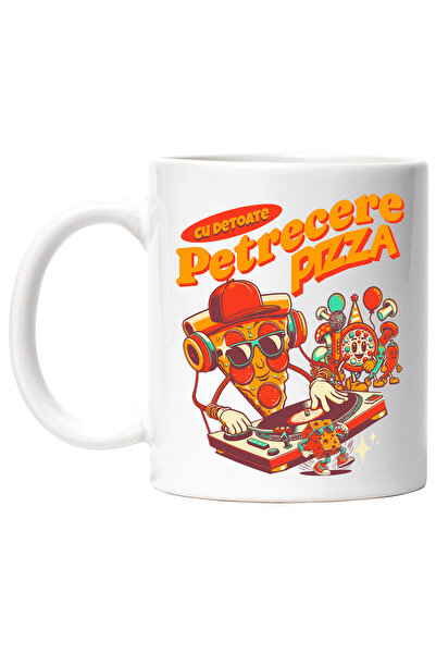 StoryGift Romania Cana petrecere pizza cu de toate dj muzica, 330ml, Ceramic ...