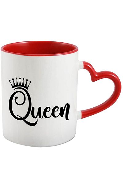StoryGift Romania Mug with a royal crown for women who consider themselves queens with Heart Handle, With, STG.