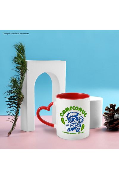 StoryGift Romania Mug with Animated Boy with Sunglasses Trophy Champion Cup Text in Romanian, with ,STG