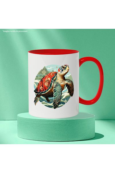 StoryGift Romania Turtle Mug, Sky, Clouds, Ocean, Mountains, Multicolor 330 ml, Ceramic c, With ,STG