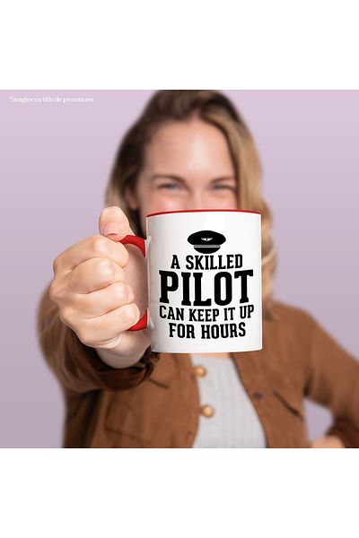 StoryGift Romania Mug with the text in English "A skilled pilot can keep it up for hours" - a pilot, With,STG.