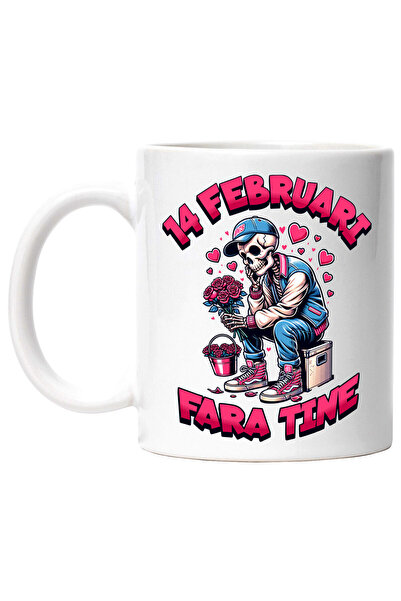 StoryGift Romania Cana cu Schelete Cu Buchet De Flori trist Text 14 Februarie...