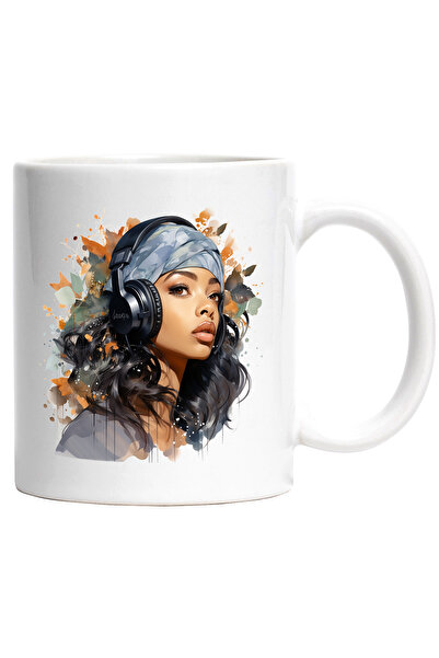 StoryGift Romania Cana Cu Aaliyah, Casti, Muzica, Cantareata, Artist, R&B, Multicolor 330 ml, Cera, Cu ,STG