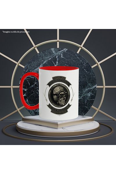 StoryGift Romania Mug With Message In English, Skull, Helmet, Motorcycle, Lightning, Multicolor 330 ml,, With ,STG