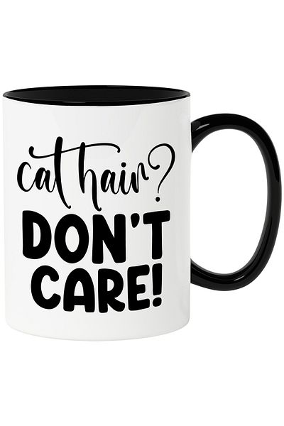 StoryGift Romania Mug for cat lovers with the text in English "Cat hair? Don't care!" with , With ,STG .