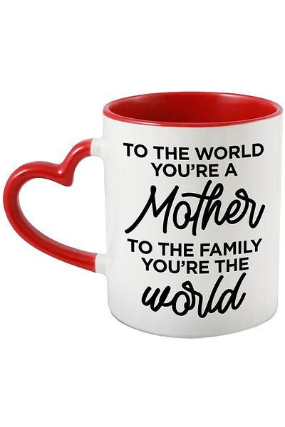 StoryGift Romania Mug for mothers who mean everything to their families with Red Heart Handle, With ,STG