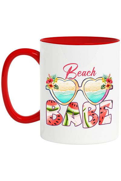 StoryGift Romania Mug with the message "Beach babe", summer, vacation, relaxation, holiday, illustration, pla, With ,STG