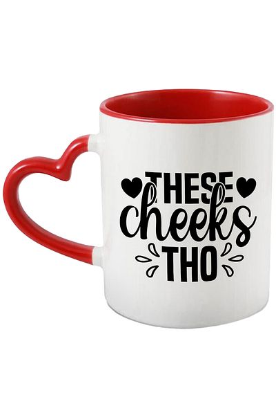 StoryGift Romania Heart mug for a beloved woman with the message "These cheecks tho" - these, With, STG.