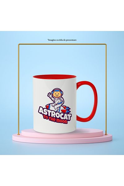 StoryGift Romania Mug With English Message Astrocat To The Moon, Astronaut, Cat, Multicolor 330, With ,STG