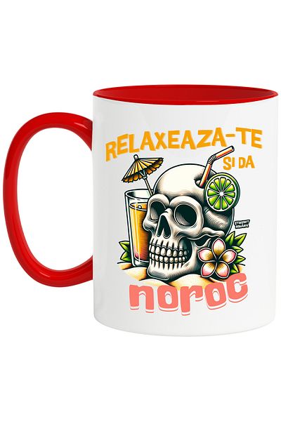 StoryGift Romania Relax and good luck skull cocktail relaxation mug, 330ml, Ceramic with Handle, With,STG