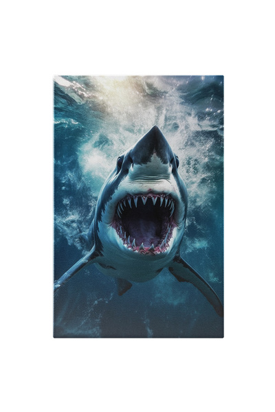 StoryGift Romania Tablou Canvas: Fotografie Cu Marele Alb - Dinti Ascutiti Rechin Pictura Digitala