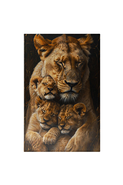 StoryGift Romania Tablou Canvas: Mama Leu Isi Imbratiseaza Micii Lei Afectiun...