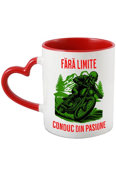 StoryGift Romania Mug without limits I drive skeletons on motorbikes out of passion, 330ml, Ceramic with Handle, With, STG