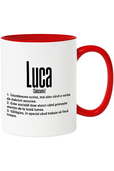 StoryGift Romania Mug With The Name Luca, With Funny Message, Curious, Sociable, Noisy, 330ml, Ceramics, With ,STG