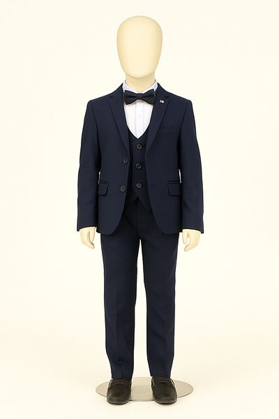 nacar çarşı Boy's Navy Blue Tuxedo Suit with Vest April 23 October 29 November Graduation Special Day