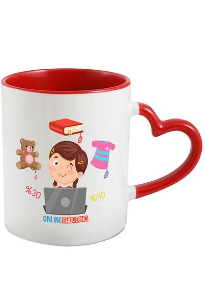 StoryGift Romania Mug With Online Shopping, Laptop, Discounts, Book, Bear, Coat, Multicolor 330 ml,, With ,STG