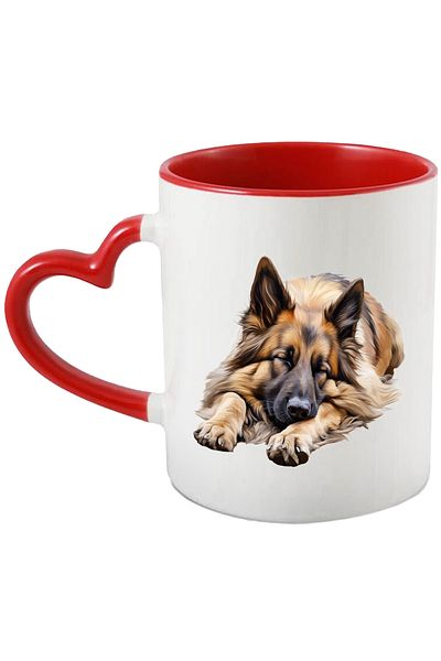 StoryGift Romania Mug with a sleeping wolf dog | illustration | sleep | bedtime | fatigue, With ,STG