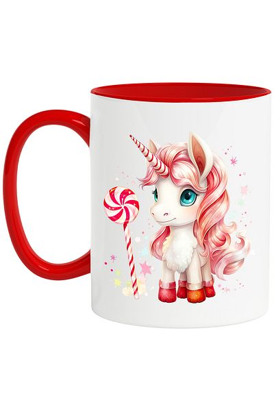 StoryGift Romania Mug with a unicorn, illustration, cheerful, happy, lollipop, sweet, stars, spots, on, With, STG