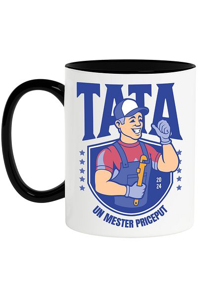 StoryGift Romania Best Father-family master mug, daddy, 330ml, Ceramic with Black Handle, With Handle, STG.