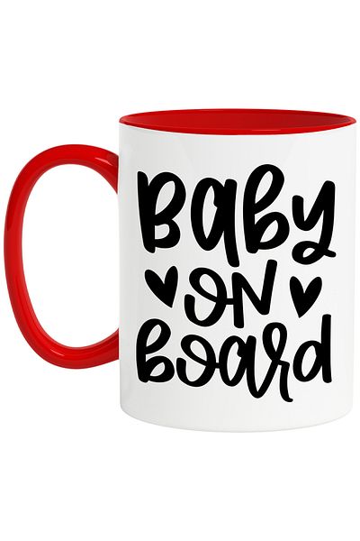 StoryGift Romania Mug with hearts and the text "Baby on board" - baby on board family affection, With,STG