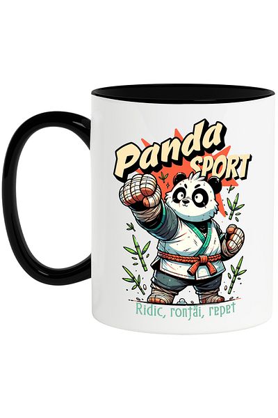 StoryGift Romania Panda sports mug, raise your hand, repeat, wild animal. Funny, 330ml, Ceramic with M, With, STG