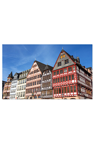 StoryGift Romania Tablou Canvas Case Traditionale Cu Jumatate De Lemn, Arhite...