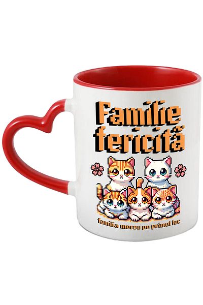 StoryGift Romania Happy Family Mug. Family Always #1, 330ml, Ceramic with Heart Handle Ro, With, STG