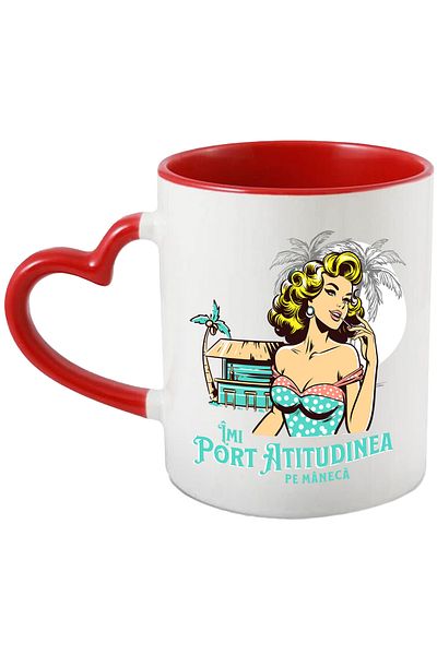 StoryGift Romania Mug Retro Girl Beach Cabin Text I Wear Fashion Attitude, 330ml, Ceramic with, With, STG