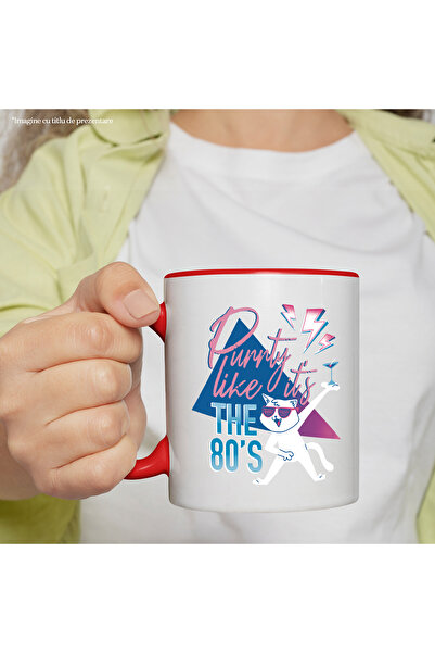 StoryGift Romania Mug With Message In English Party Like It's The 80's, Cat, Cocktail, Multicolor, With,STG.