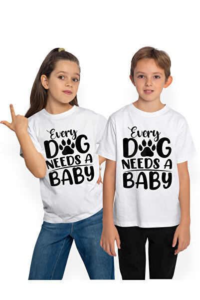 StoryGift Romania Tricou Copii cu mesajul in engleza "Every dog needs a baby"...
