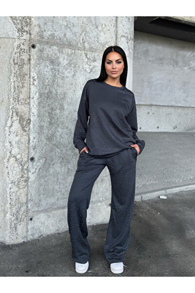 badibadii Modal Fabric Crystal Stone Detailed Double Set